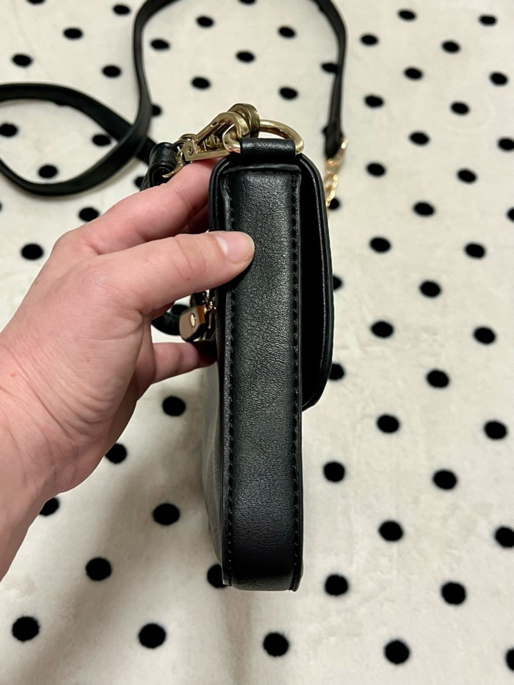 Two Tone Vegan Leather Crossbody Purse - Picture 6 of 8